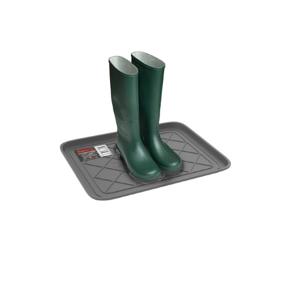 Fleming Supply All Weather Boot Tray Water Resistant Plastic Shoe Mat for Indoor and Outdoor Use, (Gray, Small) 892257MCM - main